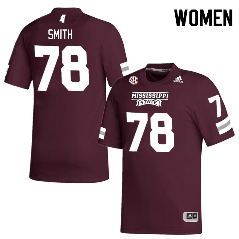 Women #78 Amari Smith Mississippi State Bulldogs College Football Jerseys Stitched Sale-Maroon